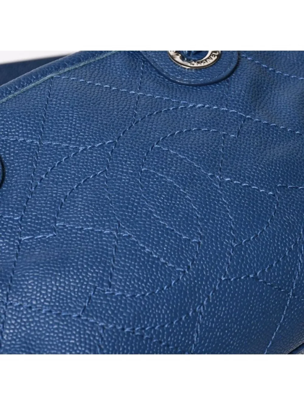 Chanel Deauville Line Chain Shoulder Bag CC Logo Caviar Leather Blue